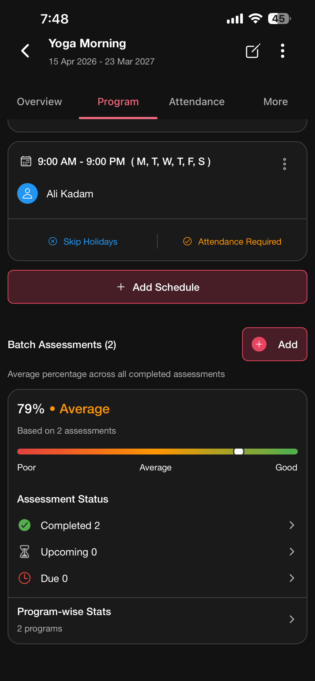 Batch schedule and stats