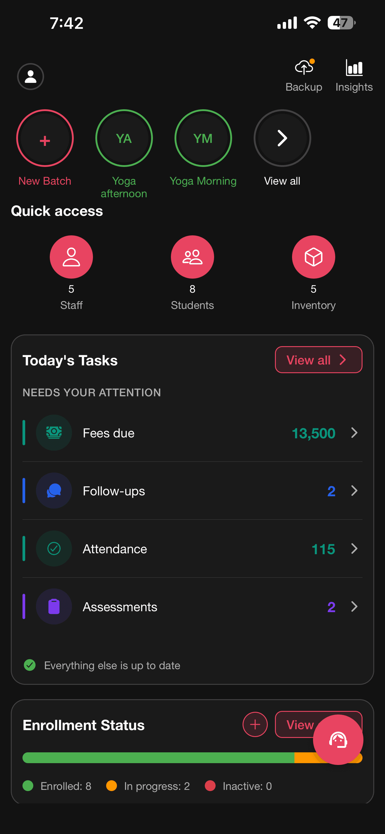 BatchTutor home dashboard